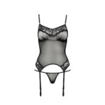 Корсет з пажами MELANIA CORSET black L/XL - Passion, трусики, напівпрозорий - Зображення 5