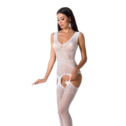 Бодістокінг Passion BS062 white, комбінезон, імітація чулків