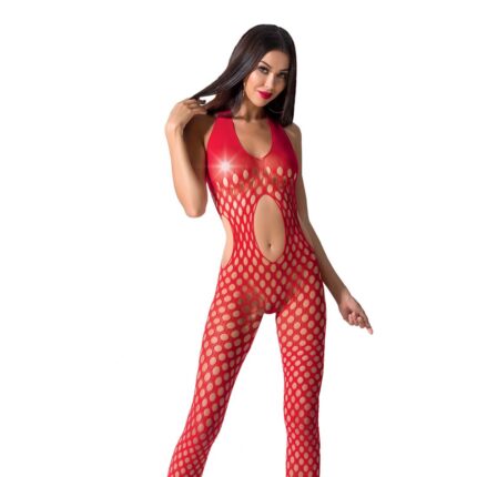 Бодістокінг Passion BS065 red, комбінезон, велика сітка