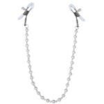 Затискачі для сосків з перлами Feral Feelings – Nipple clamps Pearls, срібло/білий