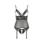 Корсет з відкритими грудьми DIABOLINA CORSET black XXL/XXXL - Passion, пажі, трусики, напівпрозорий - Зображення 3