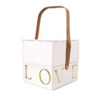 Подарункова коробка з ручкою LOVE біла, S – 16,5х16,5х17 см