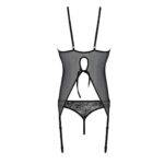 Корсет із пажами, трусики з ажурним декором та відкритим кроком Ursula Corset black XXL/XXXL — Passi - Зображення 5