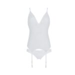 Корсет із пажами, трусики з ажурним декором та відкритим кроком Ursula Corset white S/M — Passion - Зображення 3