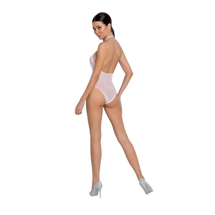 Бодістокінг з декольте Passion BS088 white, імітація корсетної шнурівки - Зображення 4