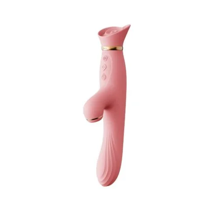 Вібратор з підігрівом та вакуумною стимуляцією клітора Zalo - ROSE Vibrator Strawberry Pink