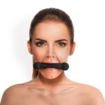 Кляп Палиця, силікон та натуральна шкіра, Art of Sex – Gag Stick Silicon, Чорний