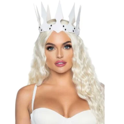 Шкіряна корона з шипами Біла Leg Avenue Faux leather spiked crown White