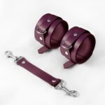 Наручники Feral Feelings – Hand Restraints, натуральна шкіра, бургунді