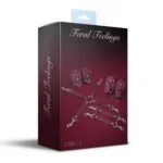 Набір Feral Feelings BDSM Kit 3 Burgundy, наручники, поножі, конектор