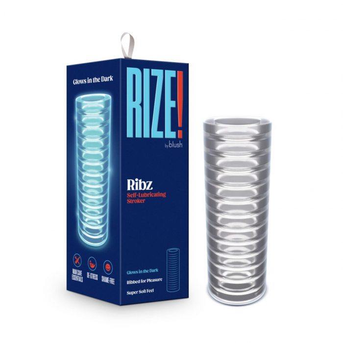 Rize by Blush - Ribz Glow in the Dark Masturbator - Clear