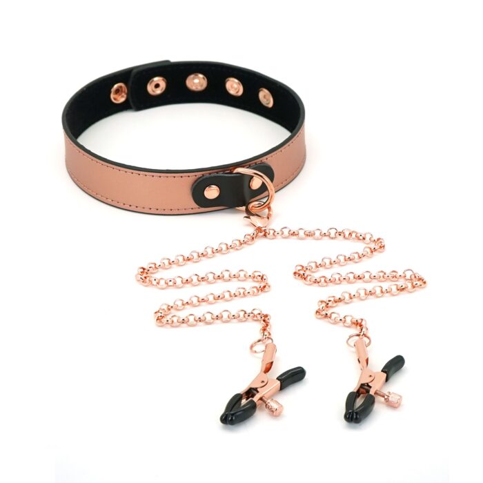 Liebe Seele Rose Gold Memory Collar with Nipple Clamps