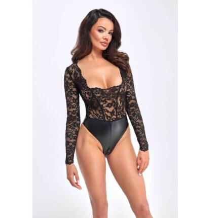 Noir Handmade F296 Psyche bodysuit of lace and wetlook - XL