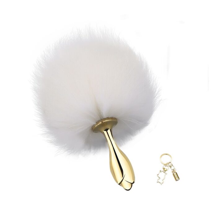 LOCKINK SEVANDA White Bunny-Tail Anal Rose-shape Plug