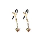 Liebe Seele Nipple Clamps Gold Heart-shaped Flowers on Blue