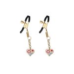 Liebe Seele Nipple Clamps Gold Heart-shaped Flowers on White