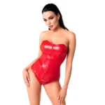 Noir Handmade F355 Red powerwetlook corset - M