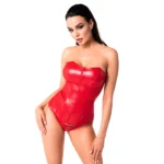 Noir Handmade F355 Red powerwetlook corset - S