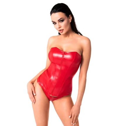 Noir Handmade F355 Red powerwetlook corset - S