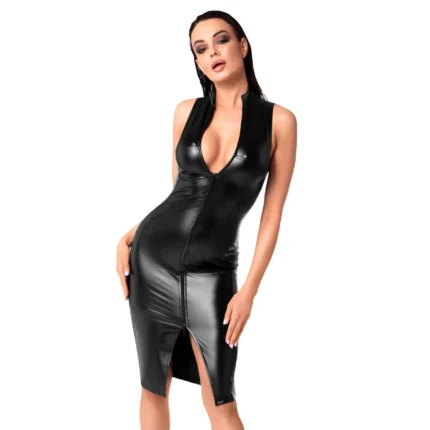 Noir Handmade F337 Powerwetlook midi dress - XL