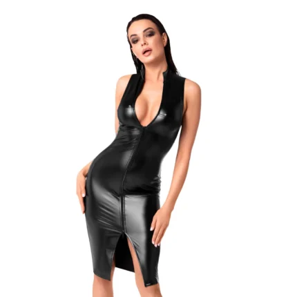 Noir Handmade F337 Powerwetlook midi dress - XXL