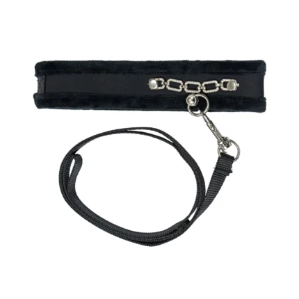 Punishment - Crystal Collar & Leash - Black