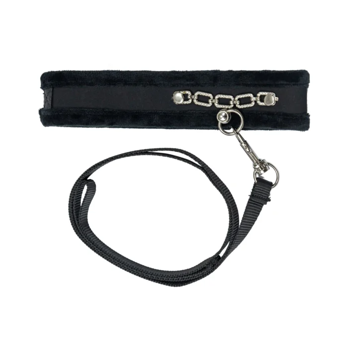 Punishment - Crystal Collar & Leash - Black