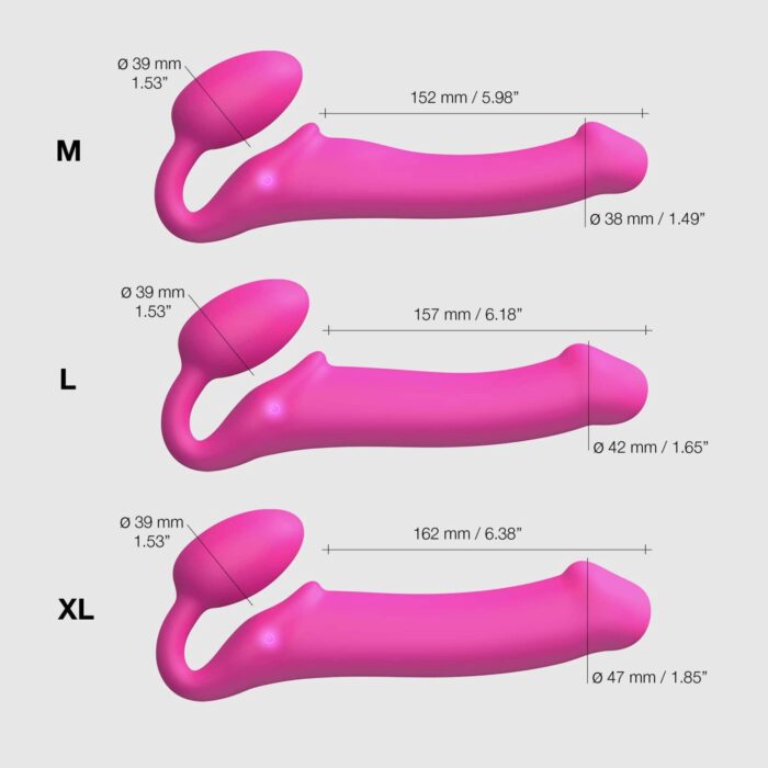 Безремінний страпон з вібрацією Strap-On-Me Vibrating Fuchsia L, діаметр 3,7см, пульт ДК, регульован - Зображення 7