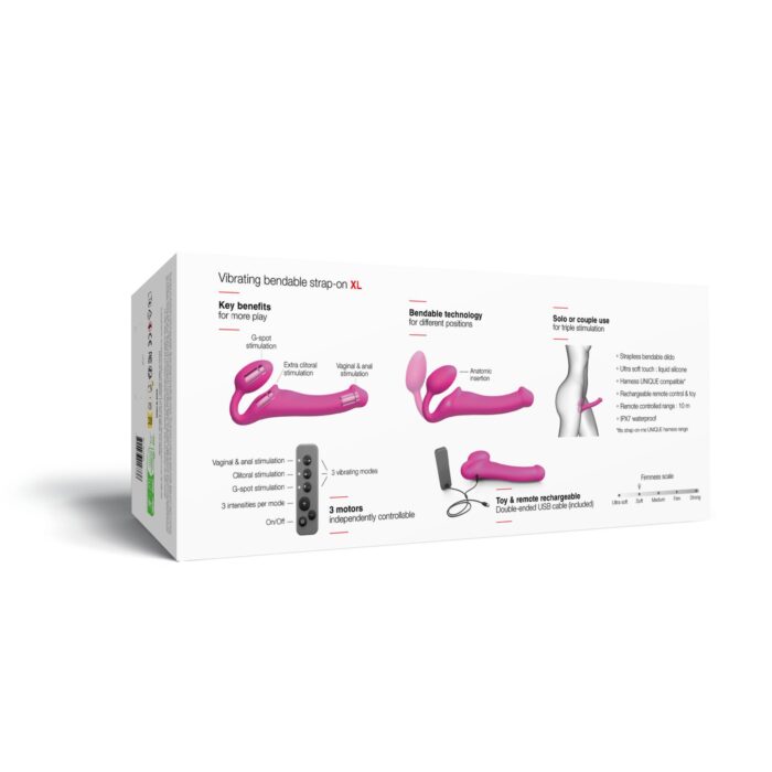Безремінний страпон з вібрацією Strap-On-Me Vibrating Fuchsia XL, діам. 4,7см, пульт ДК, регульовани - Зображення 4