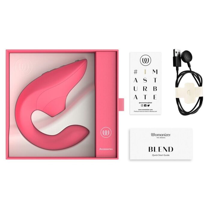 Вагінально-кліторальний стимулятор Womanizer Blend Vibrant Rose, вібрація + вакуум, 2 мотори - Зображення 5