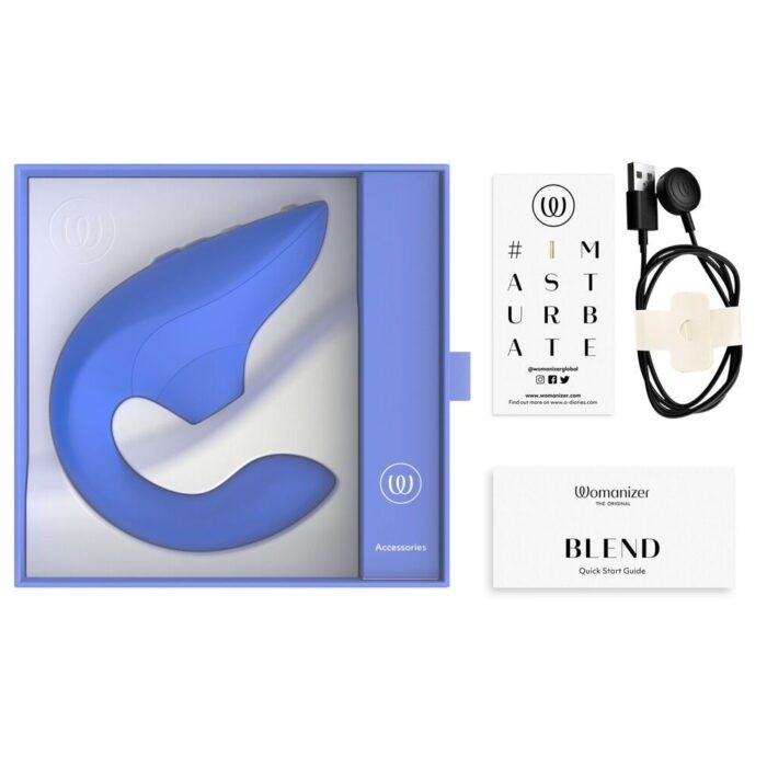 Вагінально-кліторальний стимулятор Womanizer Blend Vibrant Blue, вібрація + вакуум, 2 мотори - Зображення 5