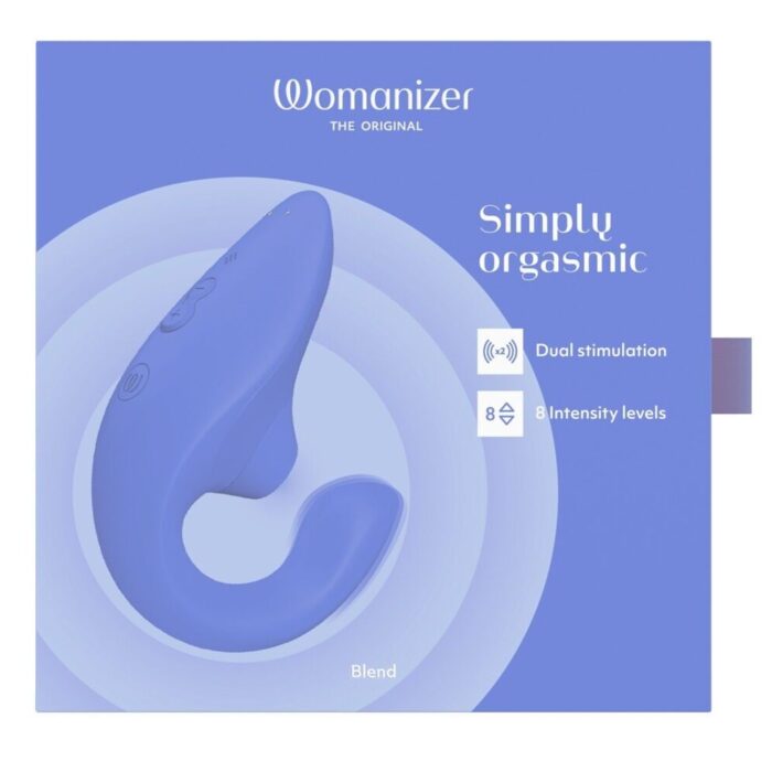 Вагінально-кліторальний стимулятор Womanizer Blend Vibrant Blue, вібрація + вакуум, 2 мотори - Зображення 8