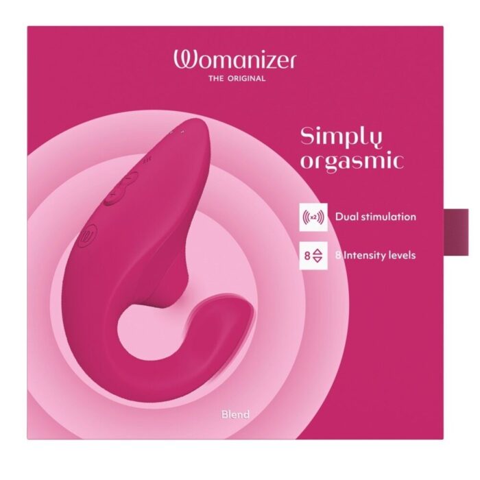 Вагінально-кліторальний стимулятор Womanizer Blend Vibrant Pink, вібрація + вакуум, 2 мотори - Зображення 3