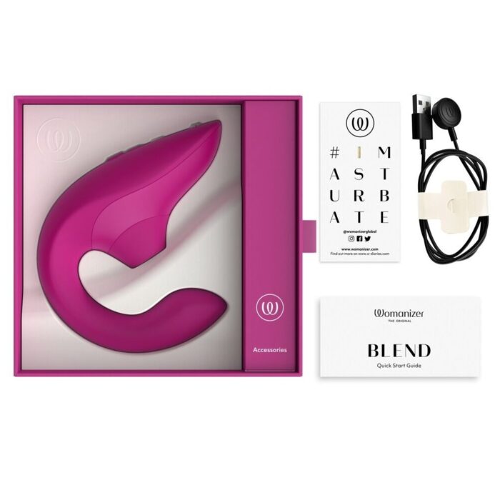 Вагінально-кліторальний стимулятор Womanizer Blend Vibrant Pink, вібрація + вакуум, 2 мотори - Зображення 5