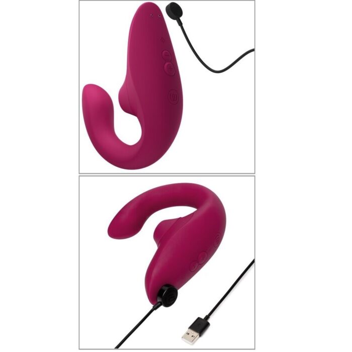 Вагінально-кліторальний стимулятор Womanizer Blend Vibrant Pink, вібрація + вакуум, 2 мотори - Зображення 8
