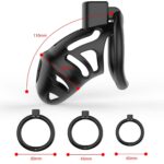 Клітка для пеніса LOCKINK SEVANDA Plastic Penis Chastity Cage, чорна, 3 кільця різних розмірів - Зображення 3