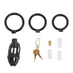 Клітка для пеніса LOCKINK SEVANDA Plastic Penis Chastity Cage, чорна, 3 кільця різних розмірів - Зображення 4