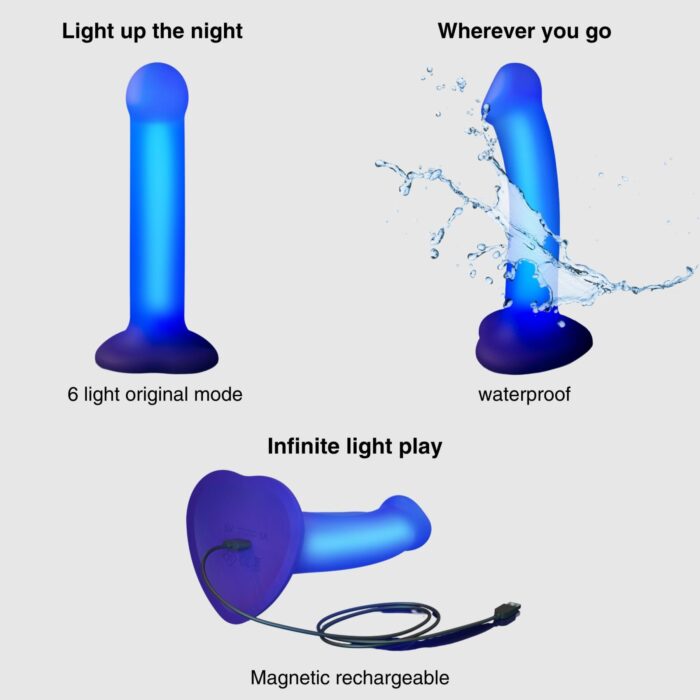 Дилдо, що світиться Strap-On-Me Glow-LED Dildo Purple - M - Зображення 6