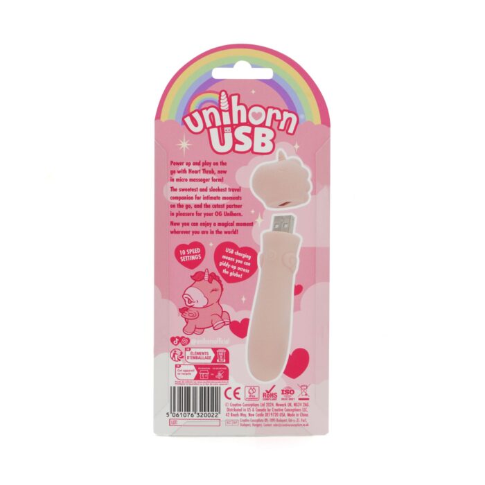 Вібратор-єдиноріжка Unihorn USB Bullet - Heart Throb, віброкуля, USB-зарядка - Зображення 2