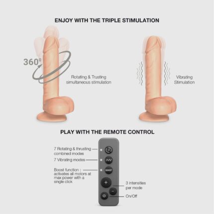 Фалоімітатор з вібрацією і ротацією Strap-On-Me Rotating & Vibrating Realistic Dildo - L - Vanilla