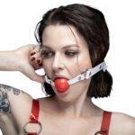 Кляп силіконовий Feral Feelings Silicon Ball Gag White/Red, білий ремінець, червона кулька