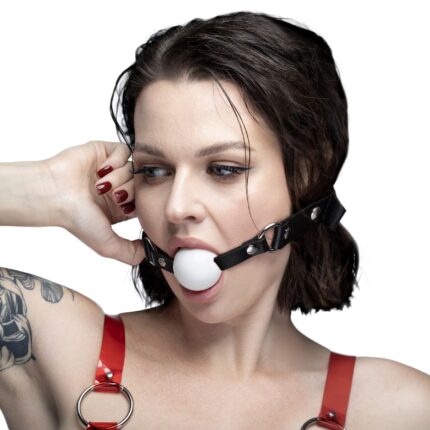 Кляп силіконовий Feral Feelings Silicon Ball Gag Red/White, червоний ремінець, біла кулька