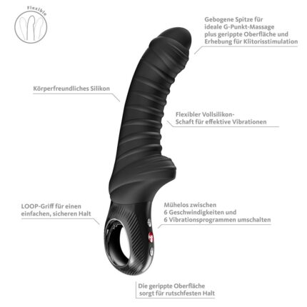Вібратор для точки G Fun Factory TIGER Black, ребристий, підходить для анальної стимуляції